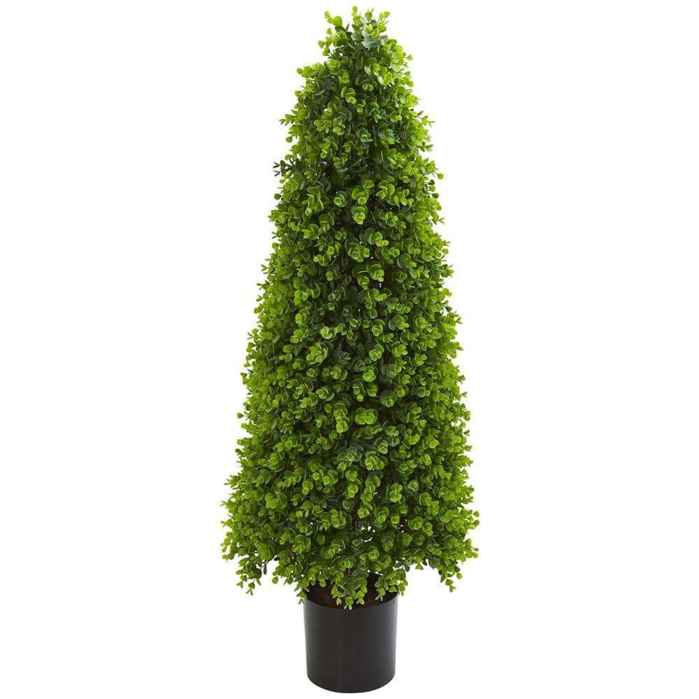 Nearly Natural 4 ft. Indoor/Outdoor Eucalyptus Topiary Artificial Tree ...