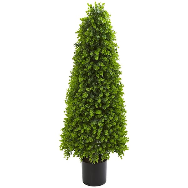 Nearly Natural 4 ft. Indoor/Outdoor Eucalyptus Topiary Artificial Tree