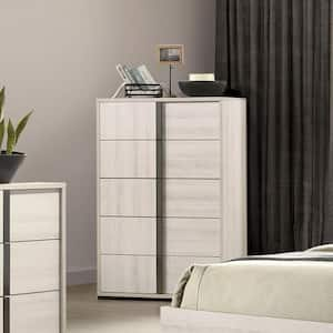 Ramensy Washed White 5-Drawer 31 in. Chest of Drawers