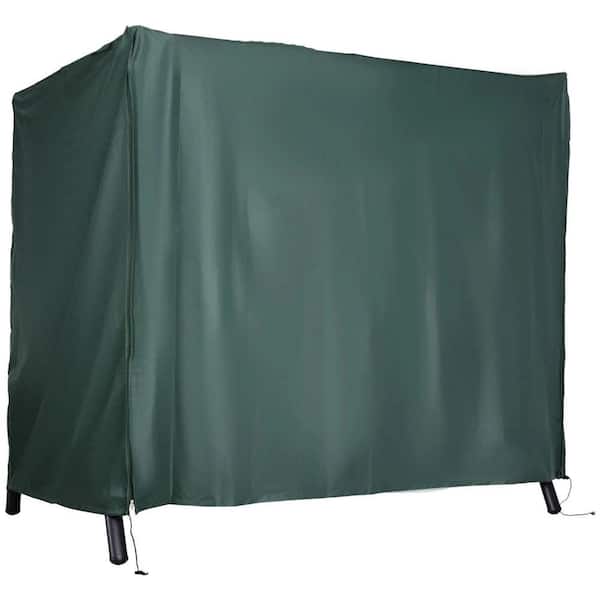 600D Oxford Patio Swing Cover-Waterproof, Anti-UV, Dark Green with Drawstring & Zipper