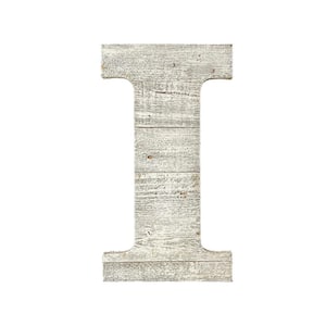 Rustic Large 16 in. Tall White Wash Decorative Monogram Wood Letter (I)