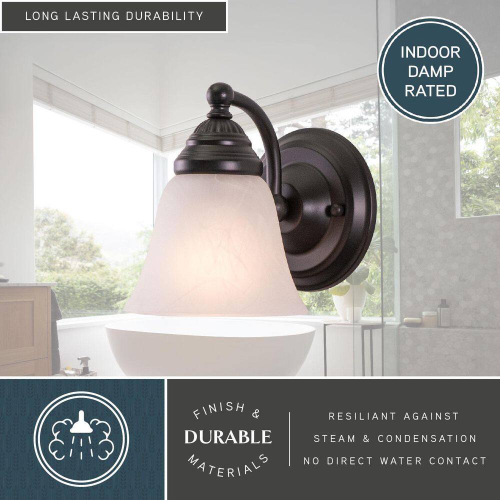Standford Bronze Vanity Light with Alabaster Glass Shade