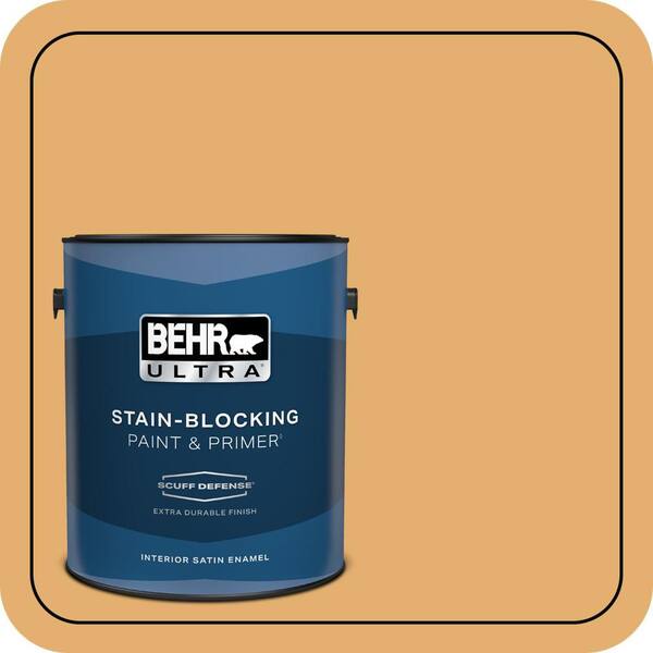 BEHR ULTRA 1 gal. #M260-5 Mac N Cheese Extra Durable Satin Enamel Interior Paint & Primer
