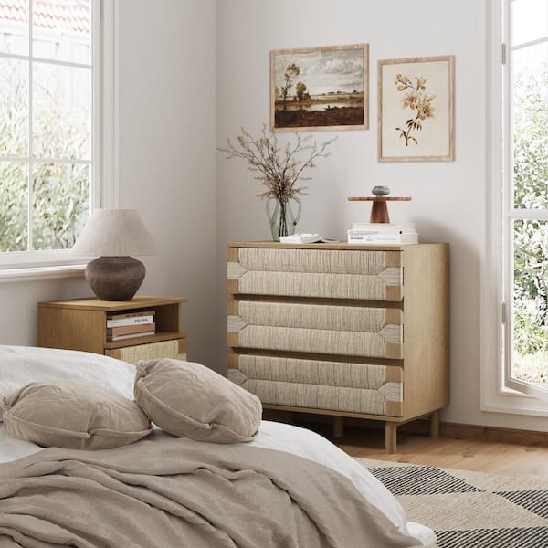bohemian dresser ideas Boho Seagrass 3-drawer Light Brown size-waist-32-inseam-33-35 creating space for your A-line Ivory Satin Knee Size:6-18 months