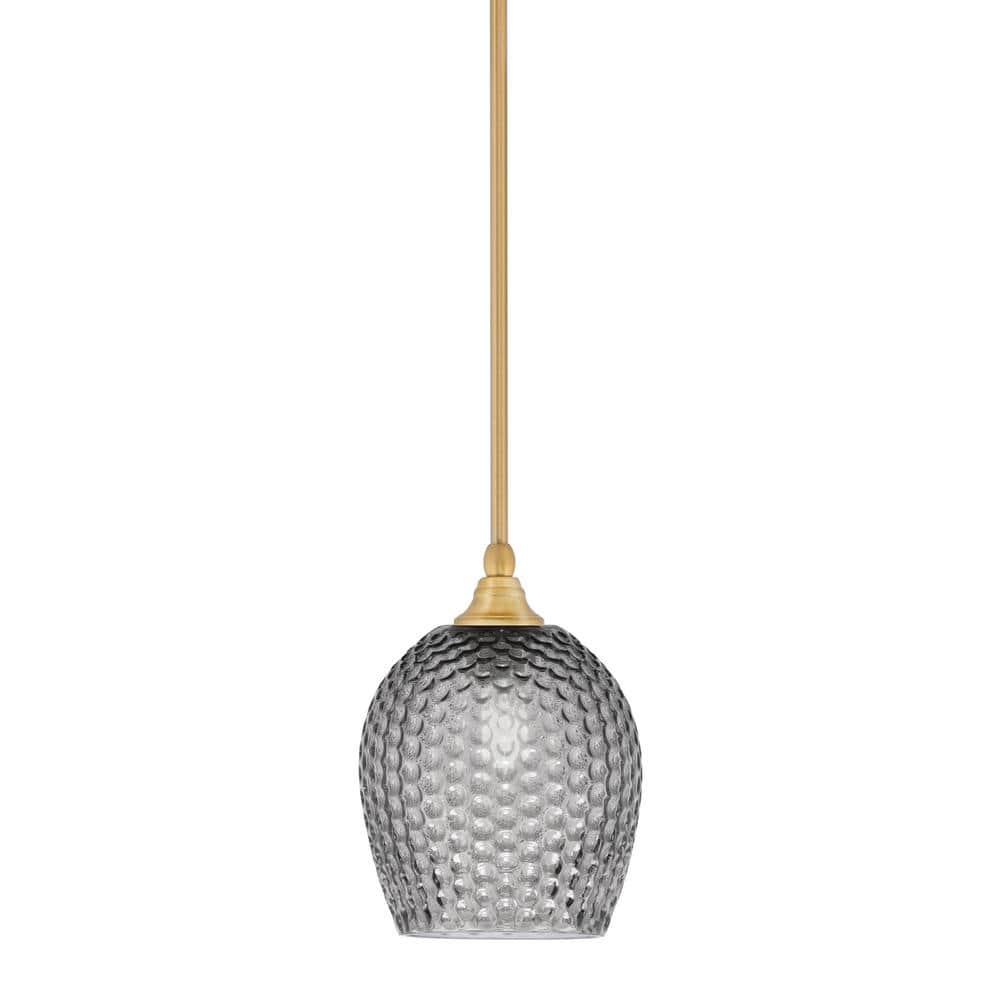Sparta 100-Watt 1-Light New Age Brass Shaded Pendant Light Mini Pendant wit