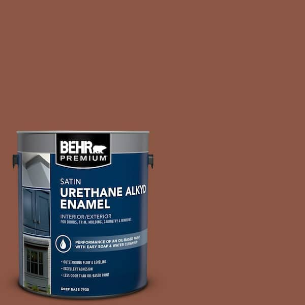 BEHR PREMIUM 1 gal. #S180-7 True Copper Urethane Alkyd Satin Enamel Interior/Exterior Paint