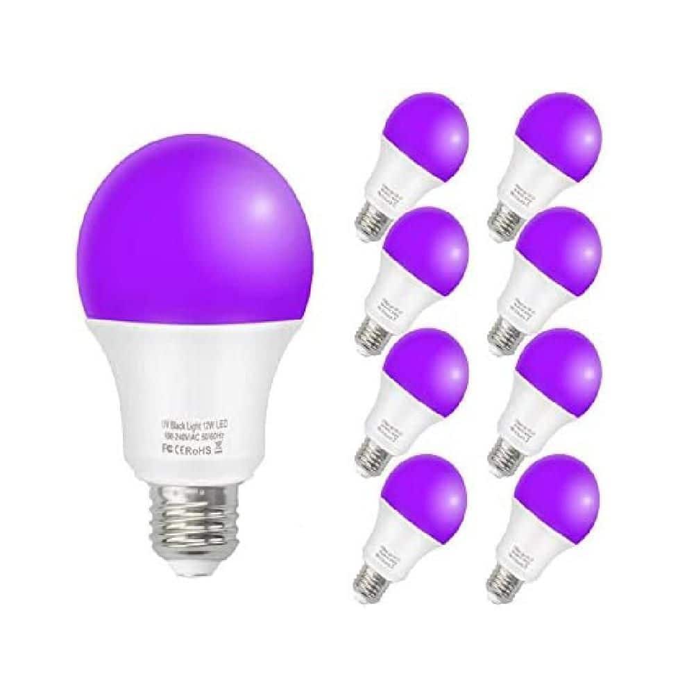 12-Watt A23 E26 Base LED Black Light Bulb Glow in the Dark for Glow Party, 