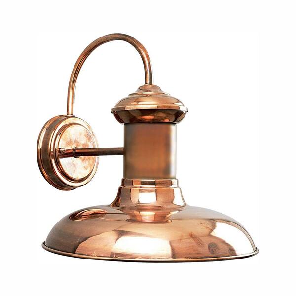 Progress Lighting Brookside Collection 1-Light Solid Copper LED 12.25 in. Outdoor Wall Lantern Sconce