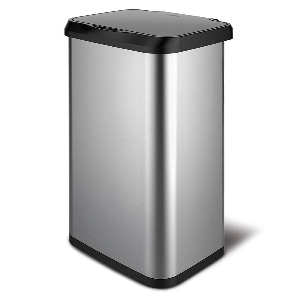 GLAD 20 gal Stainless Steel Sensor Kitchen Garbage Can with Clorox Odor Protection Lid