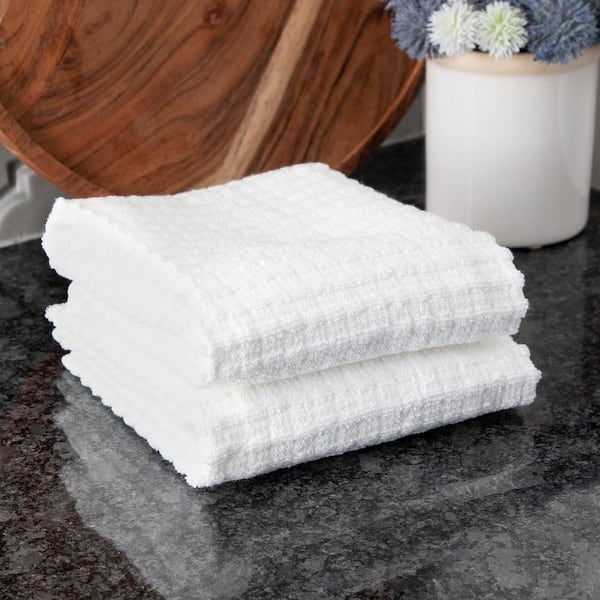 White Woven Cotton Kitchen Towels Set of 2 by World Market