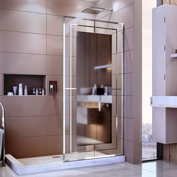 DreamLine Platinum Linea Mira 34 in. W x 72 in. H Frameless Fixed Shower Screen in Polished Stainless Steel without Handle