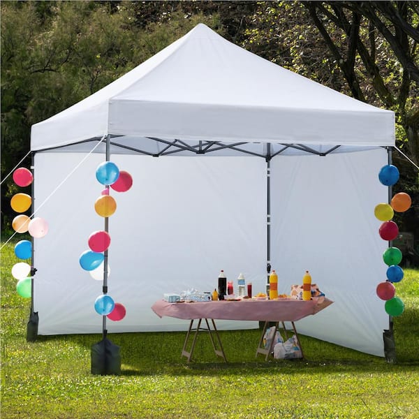 YAHEETECH 10x10 Pop Up Canopy Tent Folding Wedding Party Commercial Event Pavilion Waterproof with 4 Removable Sidewalls Panels White 