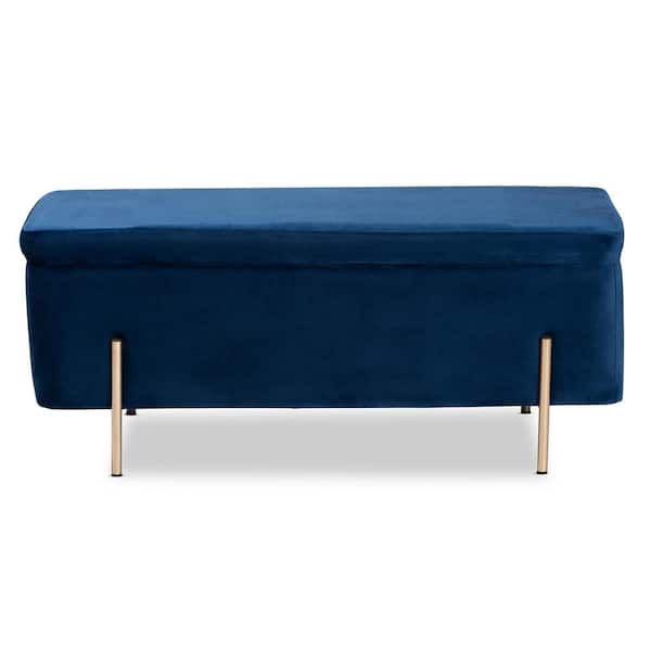 Baxton Studio Rockwell Blue Storage Bench (17.7 in. H x 43.3 in. W x 15.7 in. D)