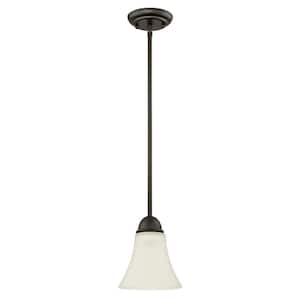 Dunmore 1-Light Oil Rubbed Bronze Mini Pendant with Frosted Glass Shade