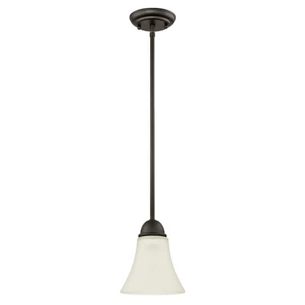 Westinghouse Dunmore 1-Light Oil Rubbed Bronze Mini Pendant with Frosted Glass Shade