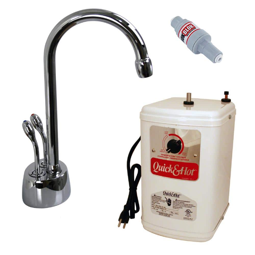 Westbrass 9-1/4 in. Develosah 2-Handle Hot and Cold Water Dispenser with Instant Hot Water Tank, Polished Chrome