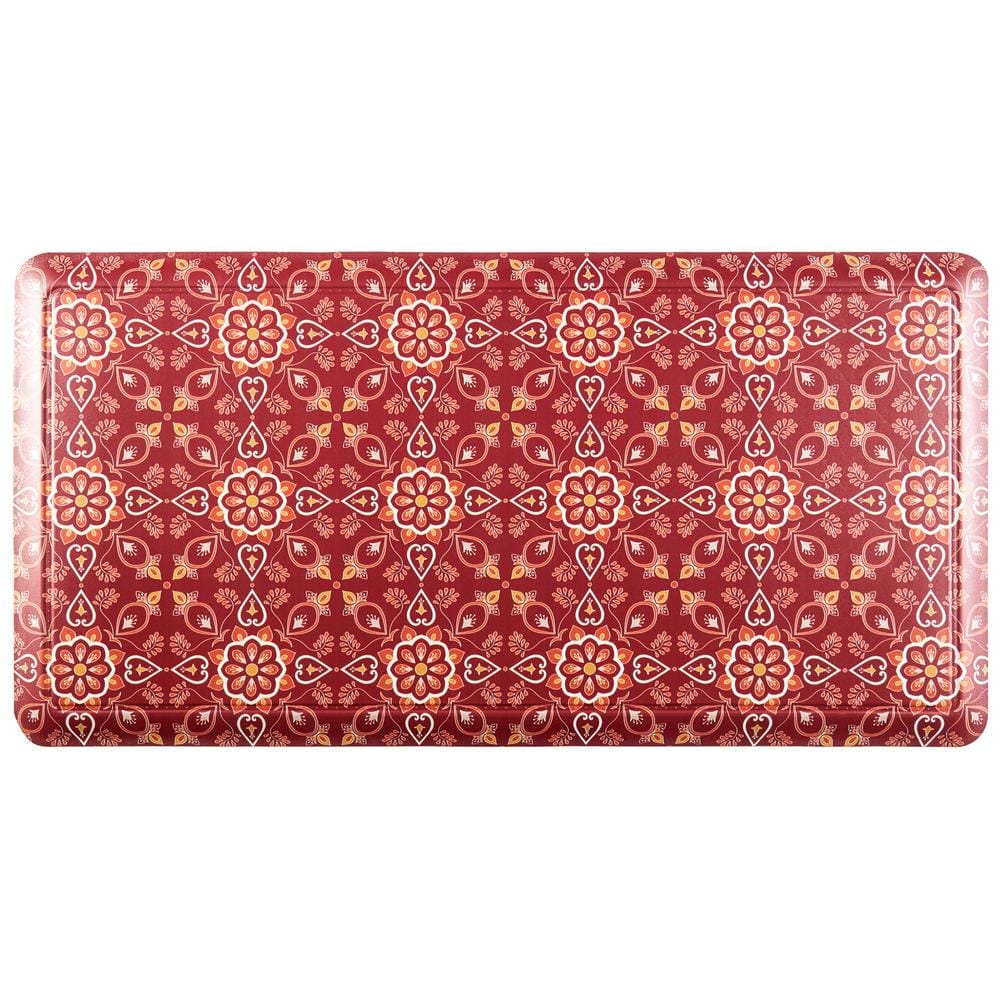 J&V TEXTILES Red Tile 39 in. x 20 in. AntiFatigue Kitchen MatCGS16