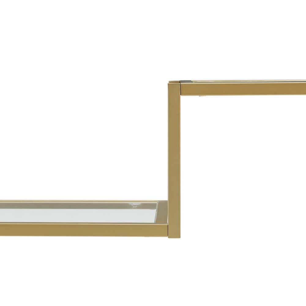 Sloane 78" Gold and Black Steel Etagere Set with Glass Shelves