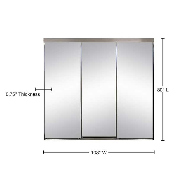 108 in. x 80 in. Polished Edge Mirror Framed with Gasket Interior Closet Sliding Door with Chrome Trim