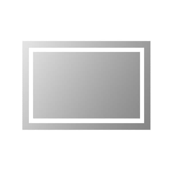 Unbranded 24 in. W x 36 in. H Wall Rectangular Acrylic Frameless LED Light Wall-Mount Bathroom Vanity Mirror in Silver