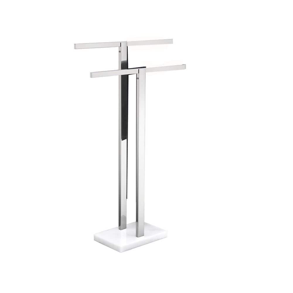 2-Tier Double Bathroom Standing Towel Rack with Marble Base, Stainless Stee