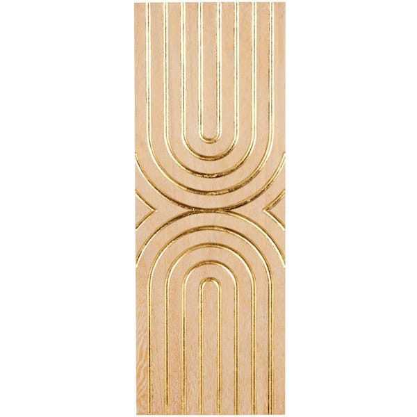 Litton Lane Wood Light Brown Panel Geometric Wall Art Decor with Overlapping Gold Arches