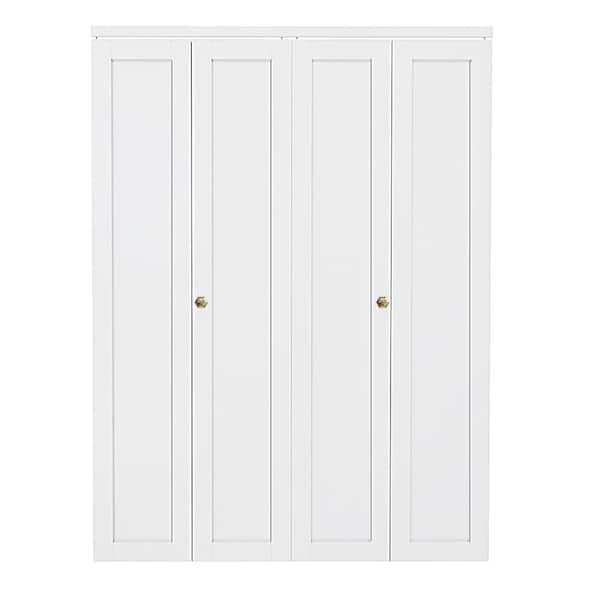 ARK DESIGN 60 in. x 80 in. 1-Lite Panel Solid Core White Primed Composite MDF Closet Bi-Fold Door with Golden Handle and Hardware