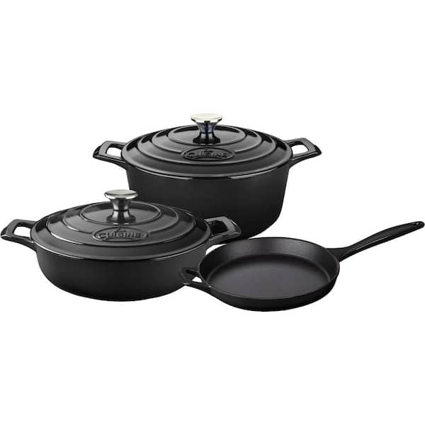 La Cuisine PRO Range 5-Piece Cast Iron Cookware Set in Slate Black