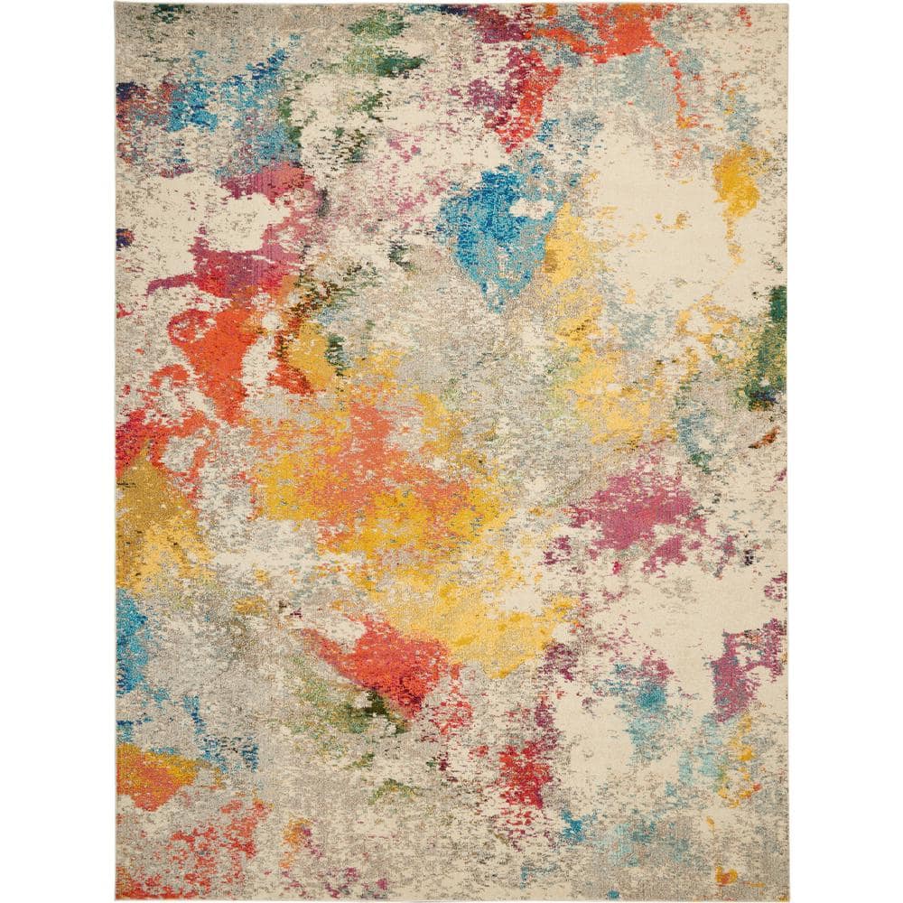 Ivory Abstract Hand-knotted 9' x 12' Synthetic Rug