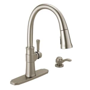Spargo Single-Handle Pull-Down Sprayer Kitchen Faucet with Shield Spray and Soap Dispenser in Spot Shield Stainless