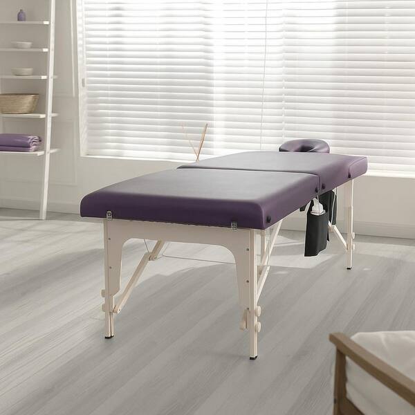 CAPHAUS 84 in. Purple Premium Memory Foam Massage Table with