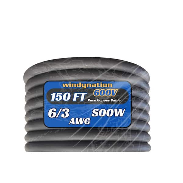 150 ft. 6/3 6 Gauge 3 Conductor 600-Volt Black SOOW Cord