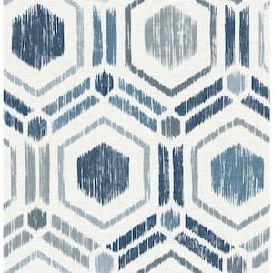 Borneo Blue Geometric Grasscloth Blue Wallpaper Sample