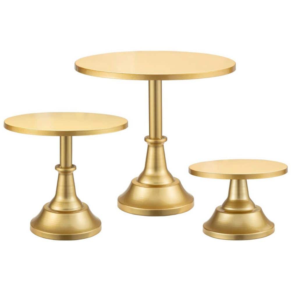 3 Pack 1-Tier Gold Metal Cake Stand Dessert Cake Display Stand for Wedding Birthday Party Baby Shower, Anniversary