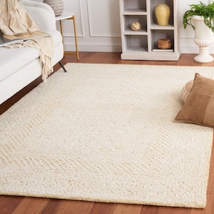 Textural 6 ft. x 6 ft. Gold/Ivory Monochrome Border Square Area Rug