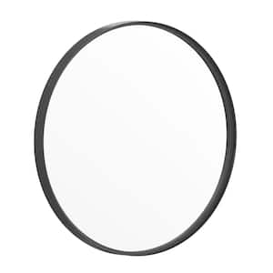 27.5 in. W x 27.5 in. H Modern Round Black Wall Mounted Mirror