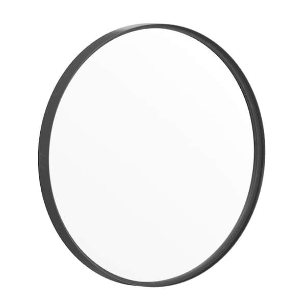 TAYLOR + LOGAN 27.5 in. W x 27.5 in. H Modern Round Black Wall Mounted Mirror