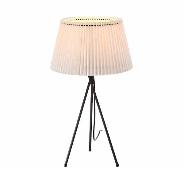 55 in. Black Modern 1-Light Convertible Tripod Floor Lamp for Living Rooms with White Synthetic Material Shade