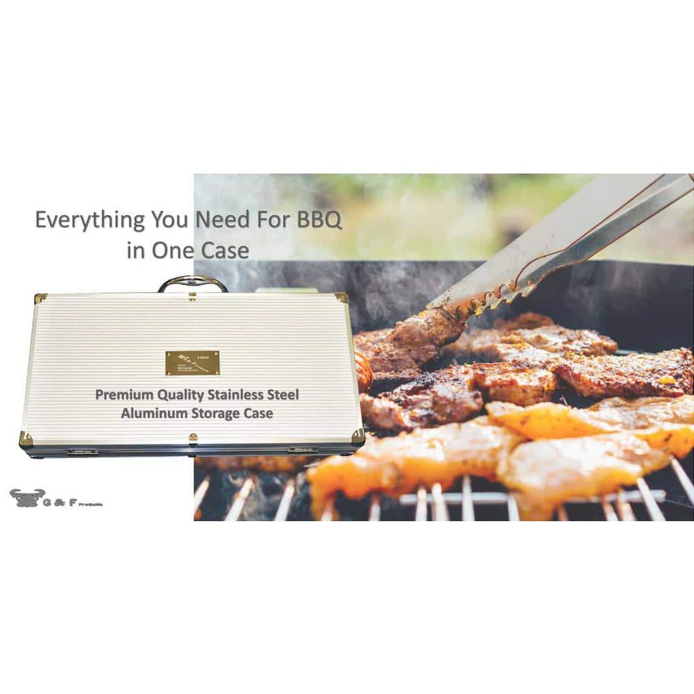 20-Piece Stainless Steel BBQ Tool Kit with Aluminum Case