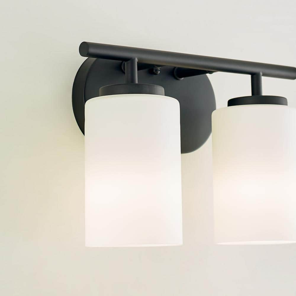 Midnight Black Bronze 2-Light Vanity Fixture with Opal Glass