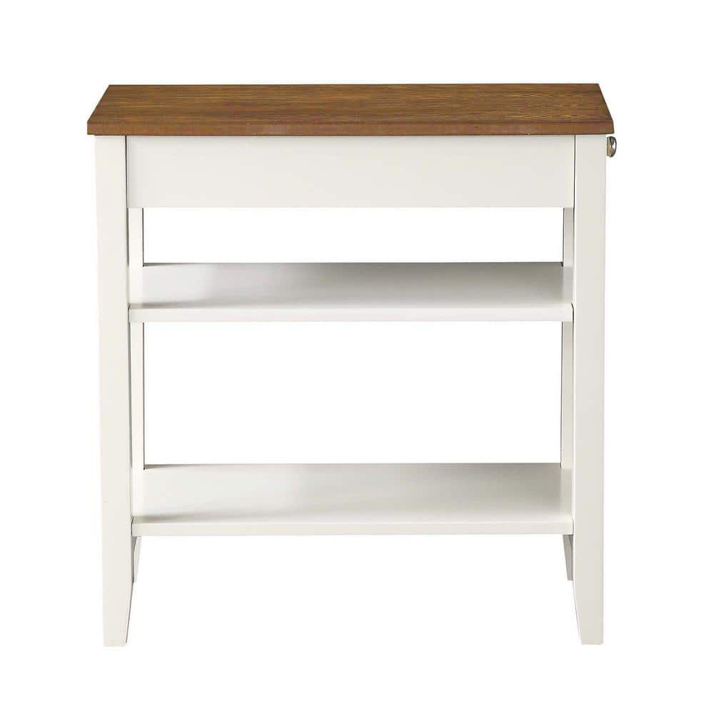 Driftwood and White Rectangular Chairside End Table with Storage