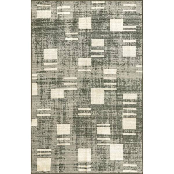 nuLOOM Gray 8 ft. x 10 ft. Taja Transitional Geometric Machine Washable Area Rug SVTX09A8010