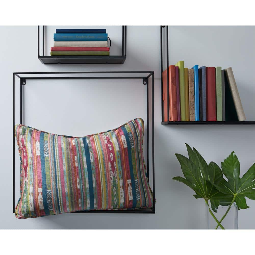 Bohemian Multicolor Striped Rectangular Polyester Pillow
