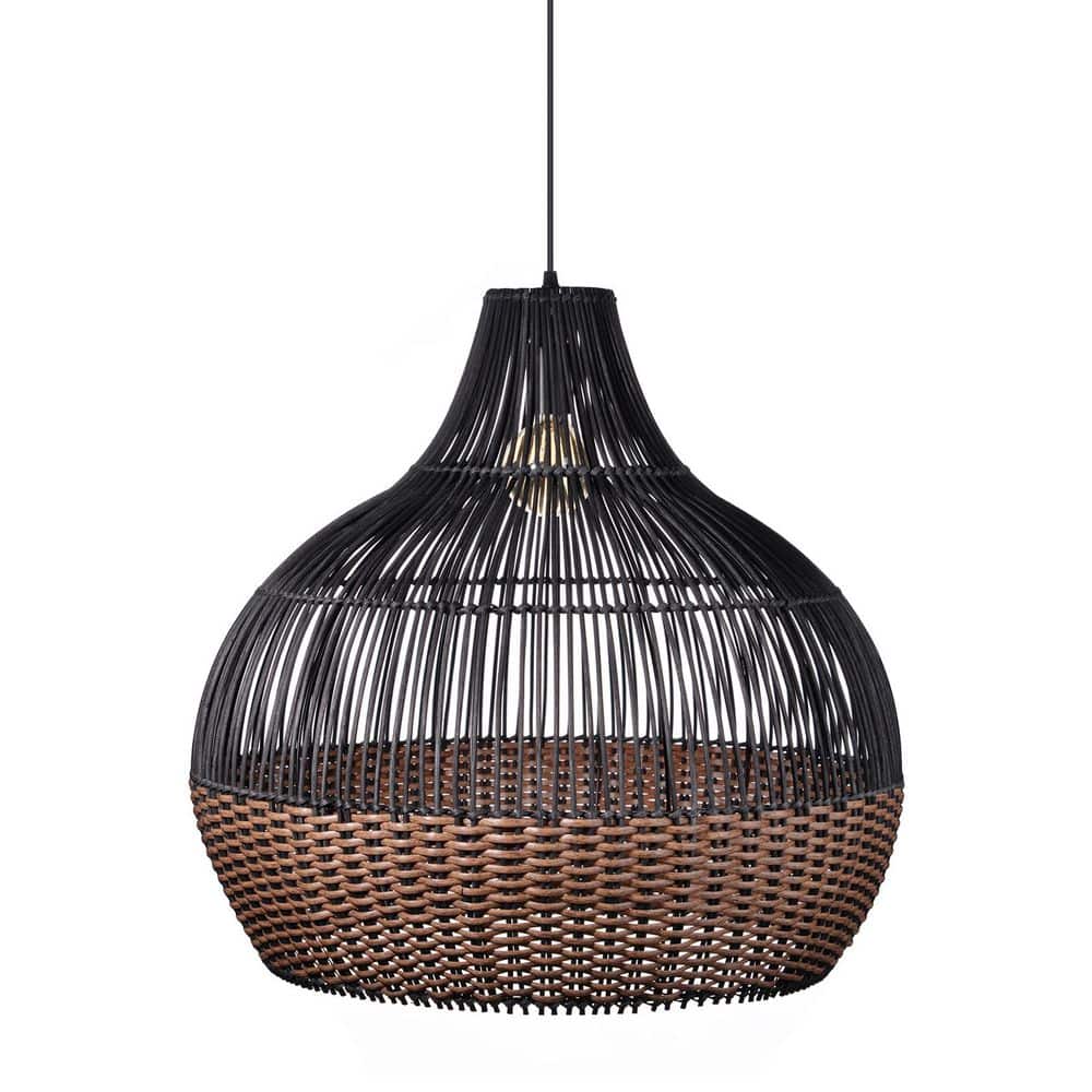 1-Light Black Handwoven Wicker Pendant Lamp Dome Shape 19. 68 x 18. 89 in. price history on PriceWatchPro