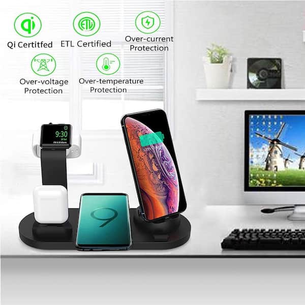 Etokfoks 6 in 1 Wireless Charging Station Fast Wireless Charger Stand for  iPhone Apple Watch AirPods (with QC3.0 Adapter) MLSA04-3LT008 - The Home  Depot
