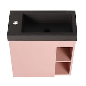 Anky 19.7 in. W x 9.9 in. D x 21.3 in. H Single Sink Bath Vanity in Pink Black with Black Resin Top