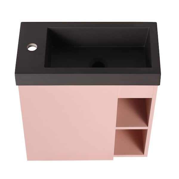 Miscool Anky 19.7 in. W x 9.9 in. D x 21.3 in. H Single Sink Bath Vanity in Pink Black with Black Resin Top