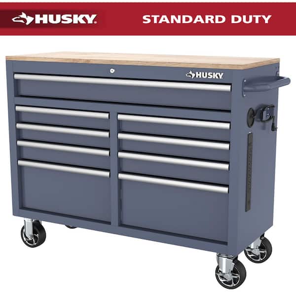 Husky Tool Storage 46 in. W x 18 in. D 9-Drawer Mobile Workbench