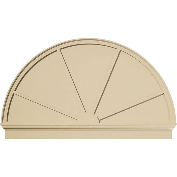 Ekena Millwork 62-in. W x 37-3/4-in. H x 2-3/4-in. P Half Round 4 Spoke Signature Urethane Combination Pediment, Primed Tan