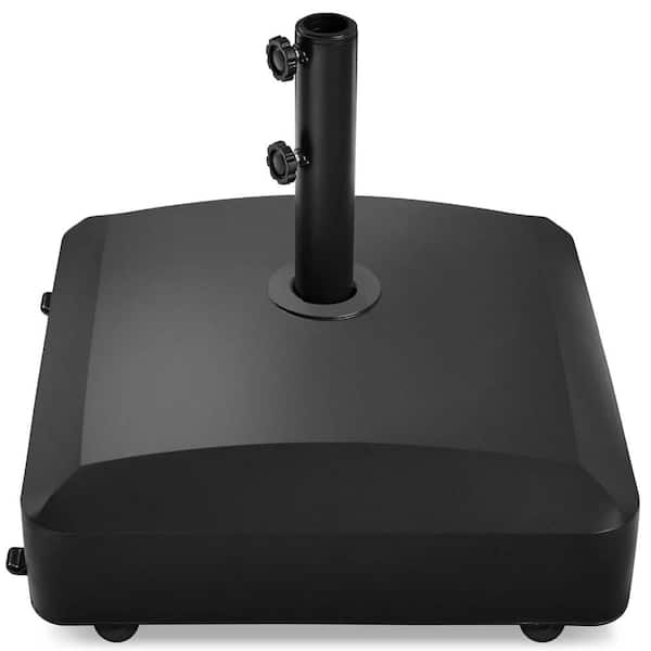 OGETFUUR 19.29 in. Square Patio Umbrella Base in Black with 4 Wheels for 1.5 in. to 1.875 in. Pole
